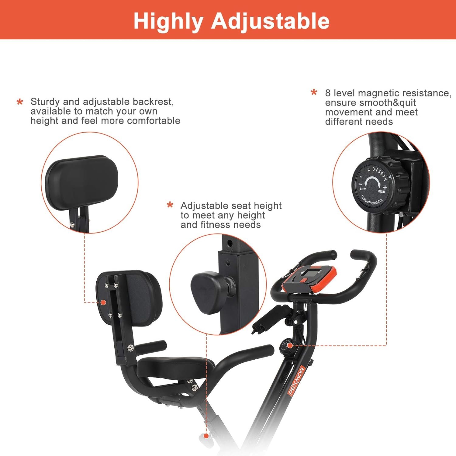 pexmor foldable exercise bike